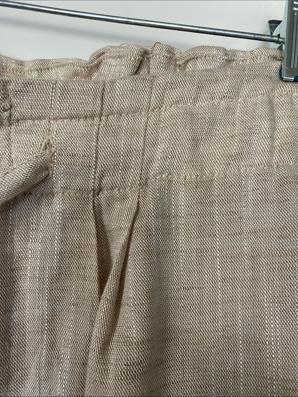 NWT Soft Linen Rayon Blend Flowy Drawstring High Waist Wide Straight Leg  M